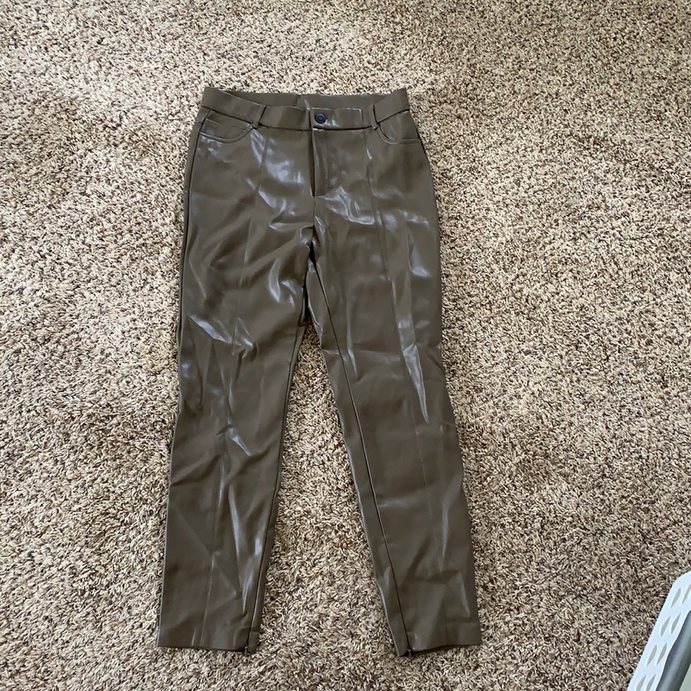 Brown Faux Leather Pants. Size 8